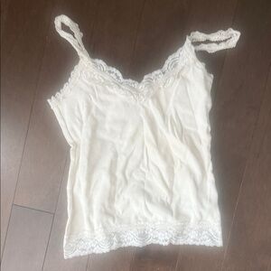 Brandy Melville Cream Lace Trim Top
